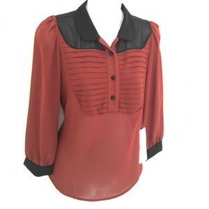New Italian Rust chiffon blouse